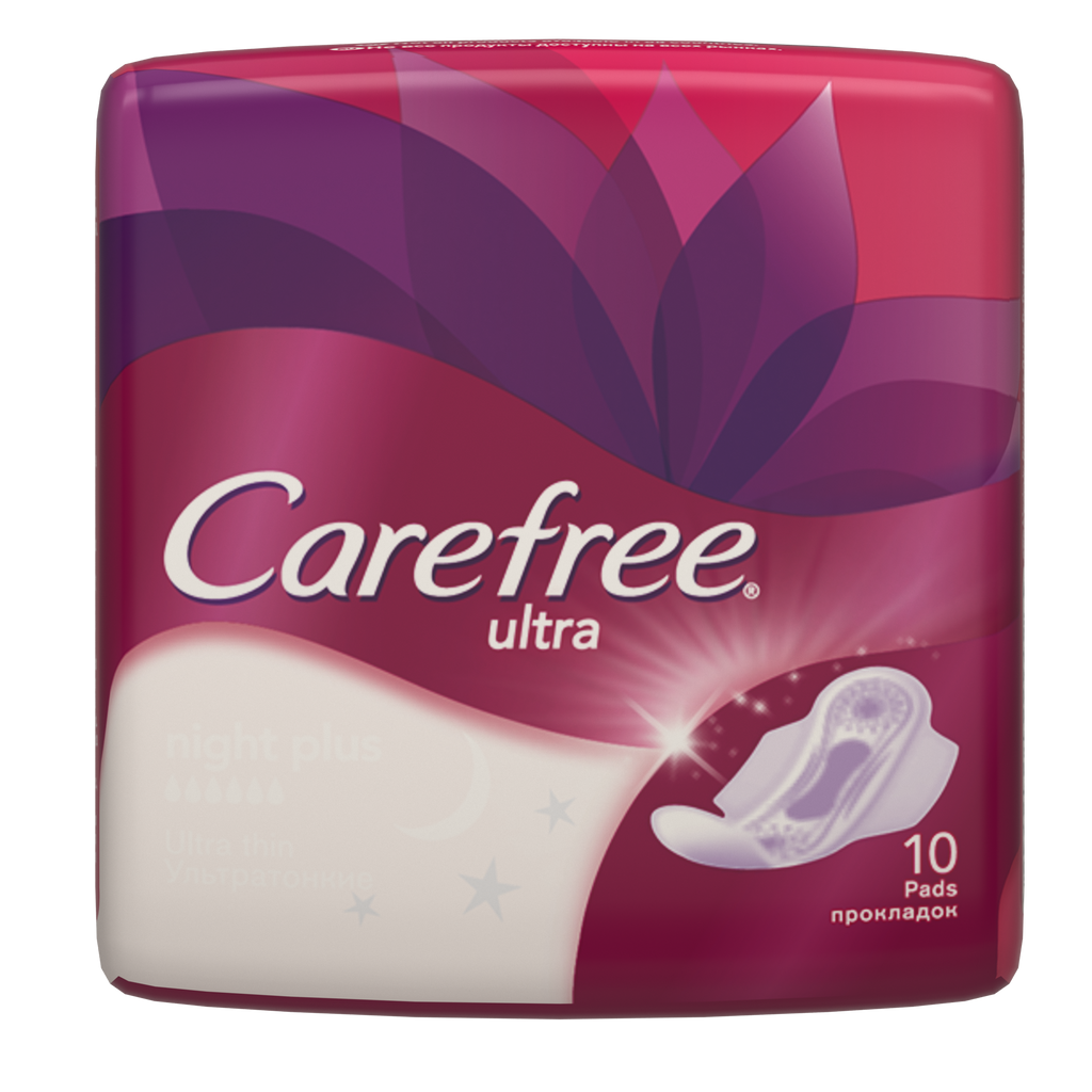 Carefree ultra night plus прокладки женские гигиенические, 10 шт.