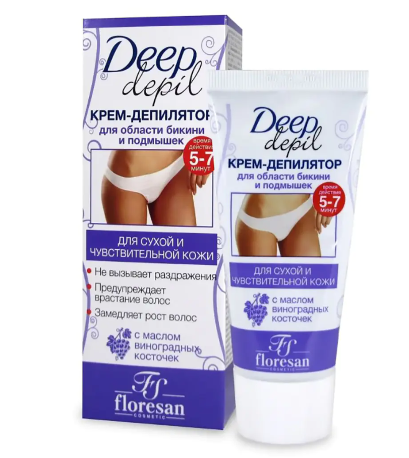 фото упаковки Floresan Deep Depil Депилятор-крем для бикини и подмышек