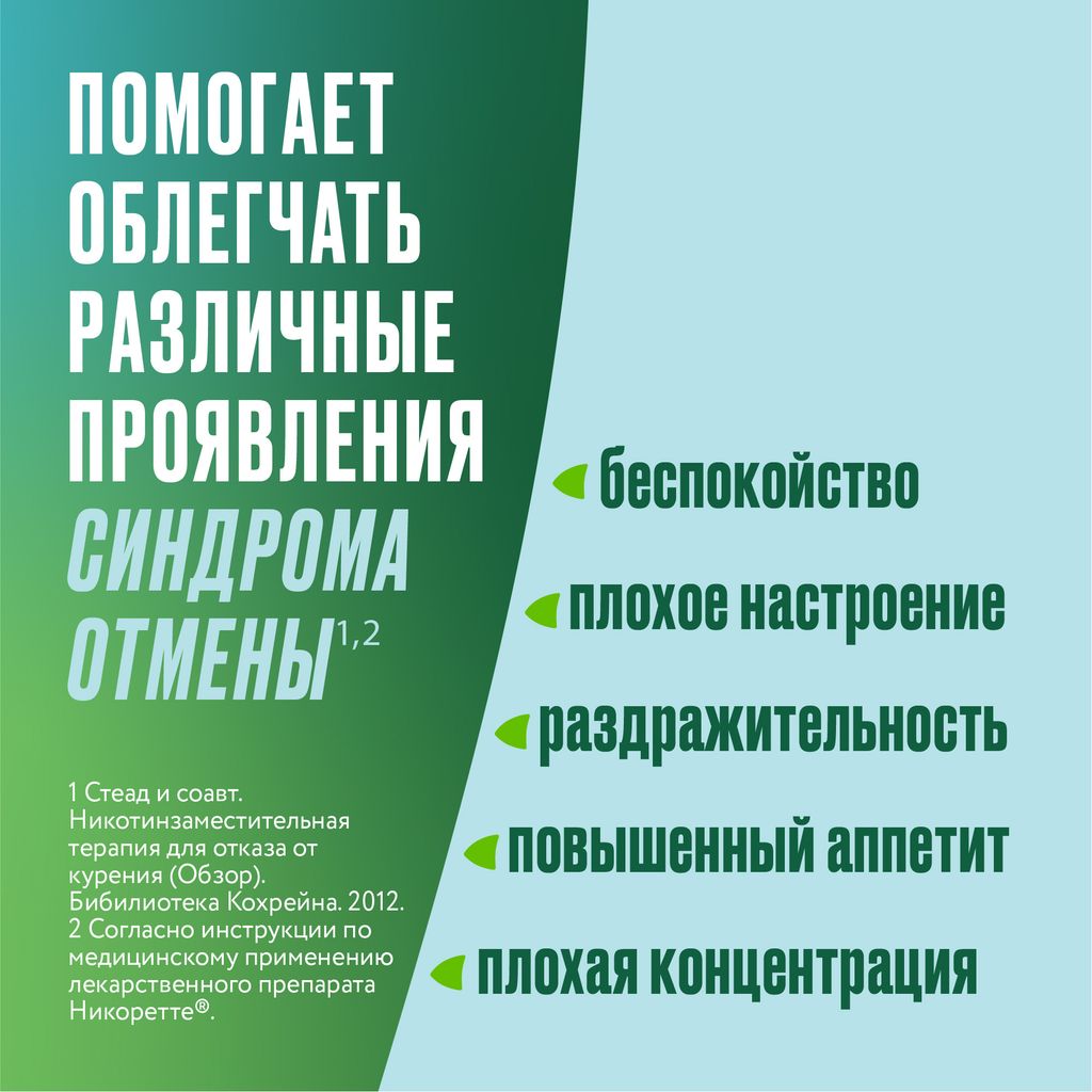 Никоретте, 2 мг, жевательная резинка (свежая мята), 30 шт.