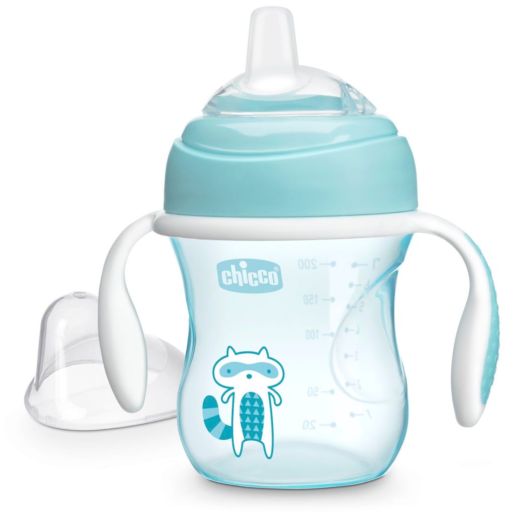 Chicco Training Cup Чашка-поильник 6+, для детей с 4 месяцев, голубого цвета, 200 мл, 1 шт.