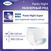 Подгузники-трусы для взрослых Tena Pants Night Super, Medium M (2), 80-110 см, 10 шт.