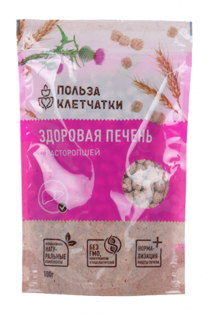 Польза клетчатки Здоровая печень, отруби, с экстрактом расторопши, 100 г, 1 шт.