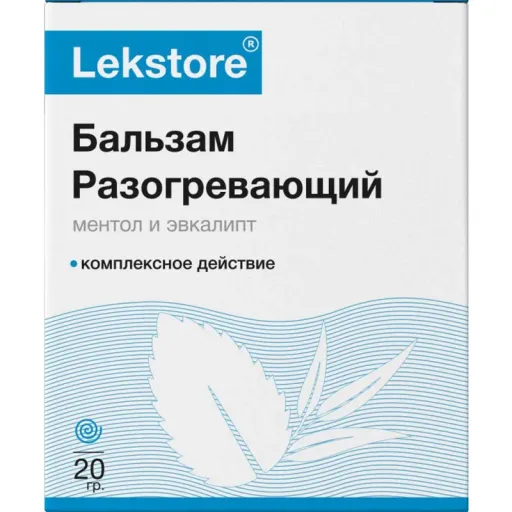 Lekstore Бальзам для тела с разогревающим эффектом, Ментол-Эвкалипт, 20 г, 1 шт.