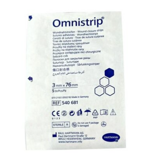 Omnistrip Полоски стерильные на операционные швы, 3х76мм, 5 шт.