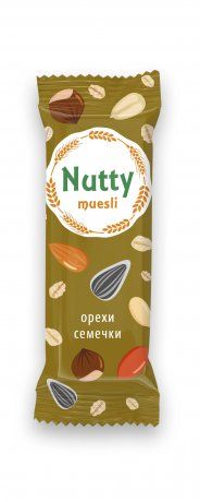 Nutty Батончик мюсли Орехи Семечки, 50 г, 1 шт.