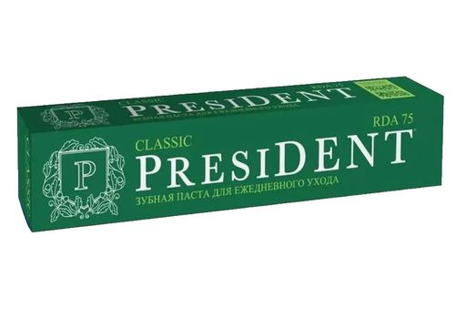 PresiDent Classic зубная паста, паста зубная, 75 RDA, 75 г, 1 шт.