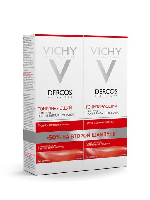 Vichy Dercos Aminexil тонизирующий шампунь, 200 мл, 2 шт.