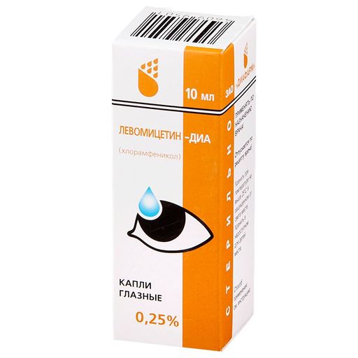 Левомицетин-DIA (глазные капли), 0.25%, капли глазные, 10 мл, 1 шт.